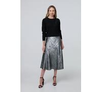 Izabel London Metallic A-Line Midi Slip Skirt - Silver - S