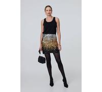 Izabel London Metallic Sequin Bodycon Mini Skirt In Black Black L