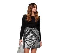 Izabel London Women's Metallic Sequin Embellished Mini Skirt in Silver | Size: 14 Izabel London Silver 14