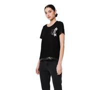 Izabel London Metallic Star Detail Relaxed T-Shirt for Women UK with a Round Neck and Short Sleeves. Black