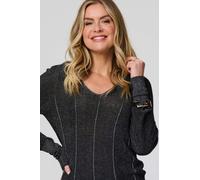 Izabel London Metallic Stripe Detail Fitted Top - Black - 14