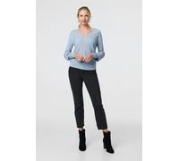 Izabel London Metallic Stripe Detail Fitted Top - Blue - 8