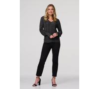 Izabel London Metallic Stripe Detail Fitted Top In Black Black 8