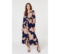 Izabel London Monochrome Floral Shirt Dress In Pink Pink 12