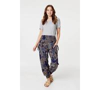 Izabel London Mosaic Print Pocket Detail Pants - Navy - 8