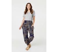 Izabel London Mosaic Print Pocket Detail Pants - Navy - 26