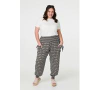 Mosaic Print Shirred Harem Pants Izabel London Black 10