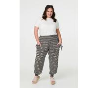 Izabel London Mosaic Print Shirred Harem Pants - Black - 18