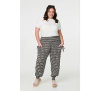 Izabel London Mosaic Print Shirred Harem Pants - Black - 8
