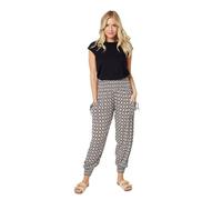 Mosaic Print Shirred Harem Pants Izabel London Black 16