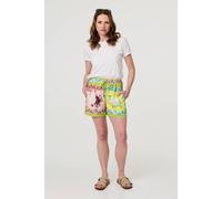 Izabel London Mosaic Print Tie Waist Relaxed Shorts In Yellow Yellow 12