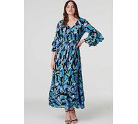 Izabel London Multi Blue Printed Ruffle Hem Empire Maxi Dress Blue Multi
