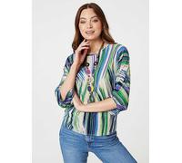 Izabel London Multi Green Brushstroke Print Top with Necklace Green Multi