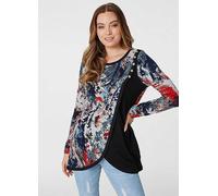 Izabel London Multi Red Brushstroke Print Wrap Font Top Red Multi