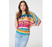 Izabel London Multi Red Striped Batwing Top with Necklace Red Multi