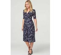 Izabel London Navy Multi Floral Half Sleeve Midi Dress Navy Multi