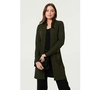 Izabel London Open Front Longline Coatigan - 8 - Khaki