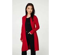 Izabel London Open Front Longline Relaxed Cardigan - 10 - Red