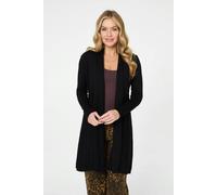 Izabel London Open Front Longline Relaxed Cardigan - 12 - Black