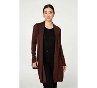 Izabel London Open Front Longline Relaxed Cardigan - 16 - Brown