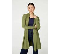 Izabel London Open Front Longline Relaxed Cardigan - 16 - Pistachio