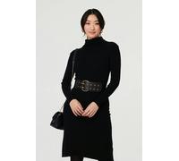 Izabel London Oval Double Eyelet Stretch Wide Belt - Black - One
