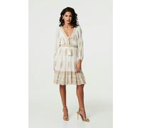 Izabel London Paisley Flared Sleeve Knee Length Dress - 8