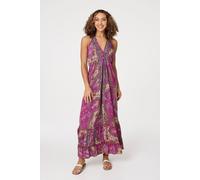 Izabel London Paisley Halter Neck Maxi Dress In Pink Pink 10