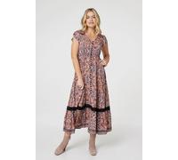 Izabel London Paisley Lace Detail Maxi Dress In Black Black 10