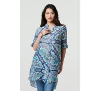 Paisley Long Sleeve Tunic Shirt Izabel London Blue 12