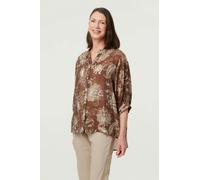 Izabel London Paisley Print 3/4 Sleeve Relaxed Blouse - 16 - Beige