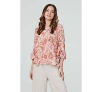 Izabel London Paisley Print Oversized Blouse In Pink Pink 8