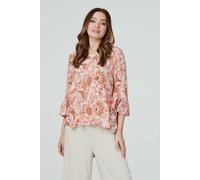 Izabel London Paisley Print Oversized Blouse - Pink - 14