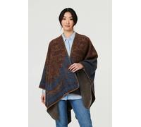 Izabel London Paisley Print Oversized Poncho - Beige - One