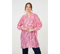 Paisley Print Relaxed Longline Shirt Izabel London Pink 16