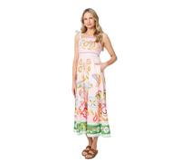 Izabel London Paisley Print Tie Strap Sleeveless Midi Dress for Women UK with an a-line Shape and Pockets. White