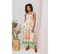Izabel London Paisley Print Tie Strap Sleeveless Midi Dress - White - 18