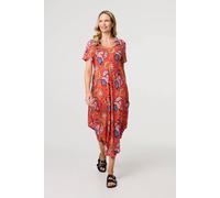 Paisley Relaxed Short Sleeve Midi Dress Izabel London Orange 14