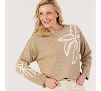 Izabel London Palm Embroidered Jumper NATURAL SIZE 10