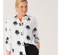 Izabel London Palm Embroidered Shirt WHITE SIZE 10