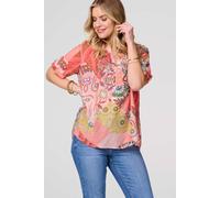 Izabel London Patchwork Print 1/2 Sleeve Blouse In Pink Pink 22