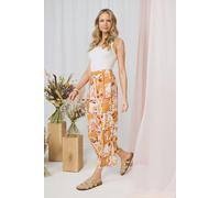 Izabel London Patchwork Print High Waist Wide Leg Trousers - Orange - 8