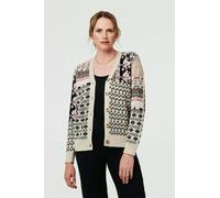 Izabel London Women's Patchwork Print Long Sleeve Cardigan in Cream | Size: 16 Izabel London Cream 16