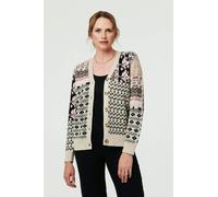 Izabel London Patchwork Print Long Sleeve Cardigan - 8 - Cream
