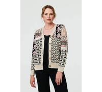 Izabel London Patchwork Print Long Sleeve Cardigan - 12 - Cream