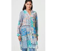 Patchwork Print Longline Tunic Shirt Izabel London Blue 12