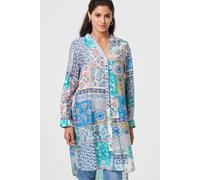 Izabel London Patchwork Print Longline Tunic Shirt In Blue Blue 16