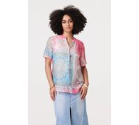 Patchwork Print Short Sleeve Blouse Izabel London Pink 20