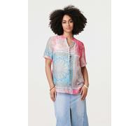 Patchwork Print Short Sleeve Blouse Izabel London Pink 10