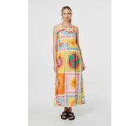 Izabel London Patchwork Print Sleeveless Maxi Dress - Orange - 12